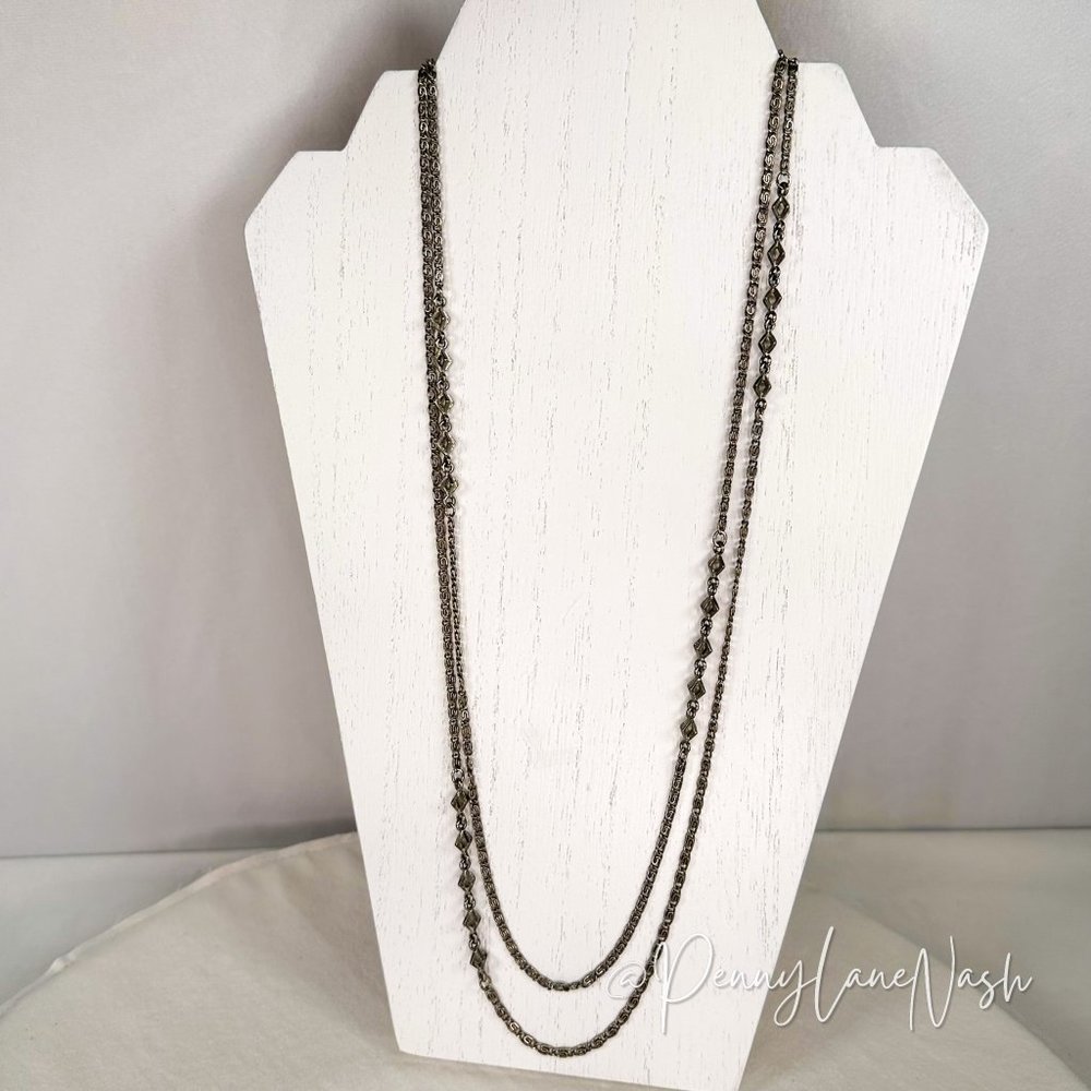 Vintage Twisted Rope Chain w/ Cube Spaced Necklace - Picture 1 of 6
